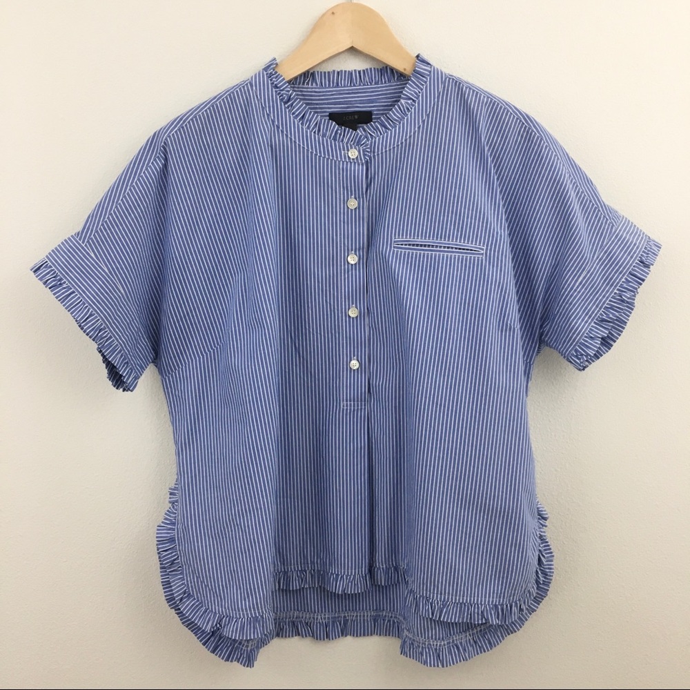 🆕 J. Crew | Striped Popover w/ Ruffled Trim